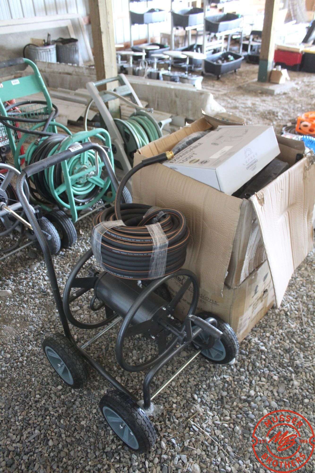 (3) New Backyard Expressions 4-wheel Hose Carts