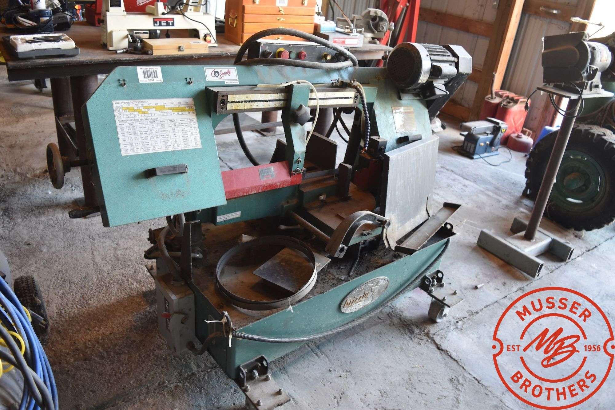 Grizzly Metal Band Saw on Rollers