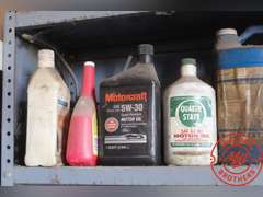 Steel Shelf w/Assorted Oils, etc.