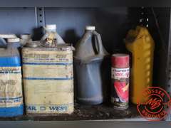 Steel Shelf w/Assorted Oils, etc.