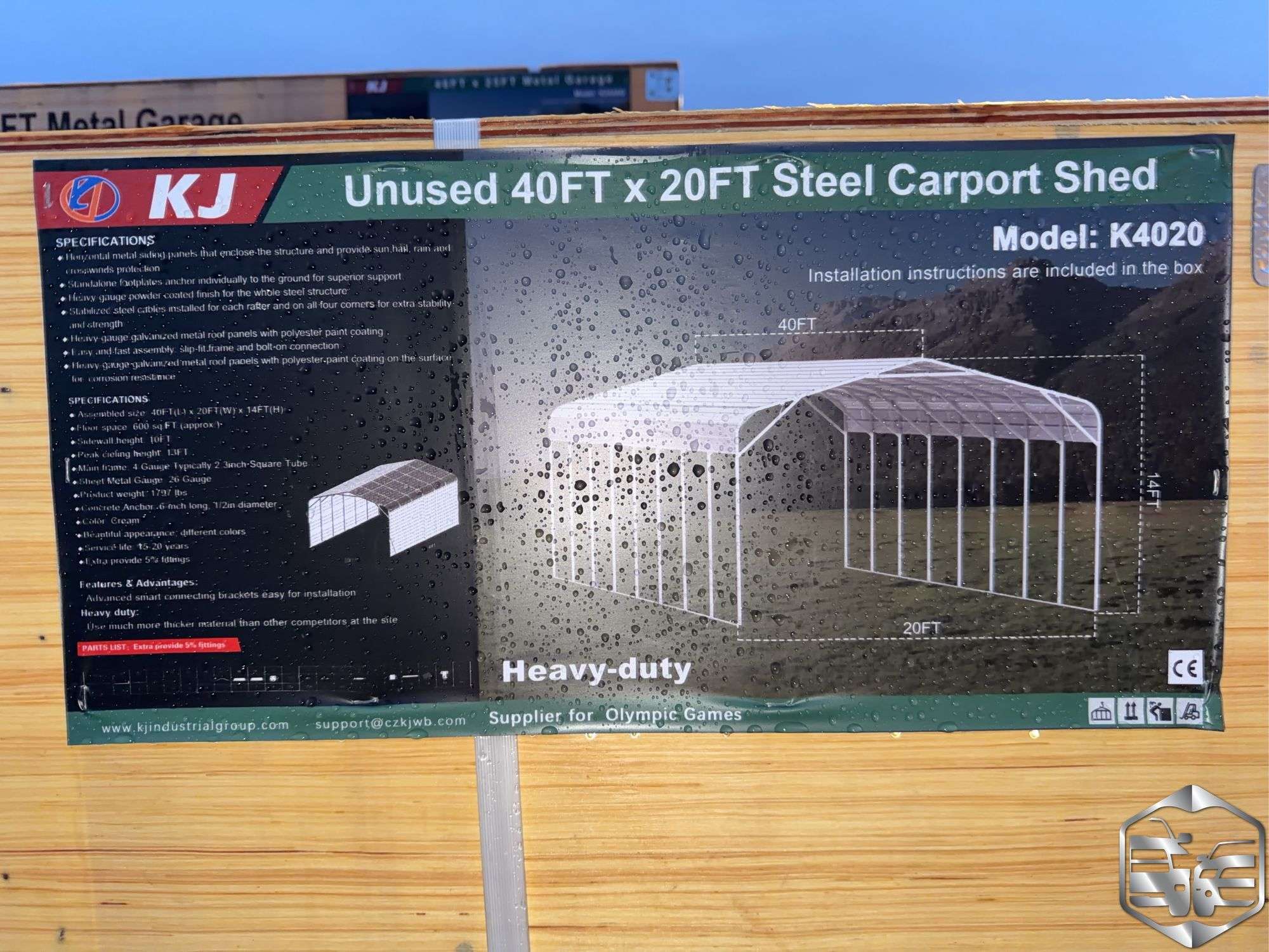 KJ 40' x 20' Steel Carport Shed K4020 - Trucks & Auto Auctions