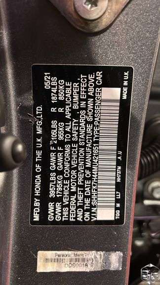 2021  Honda  Civic   SPORT