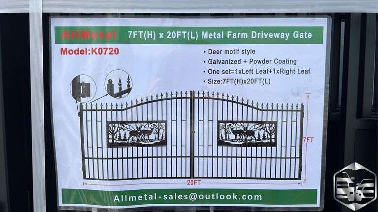 AllMetal 7’ x 20’ Metal Farm Driveway Gate