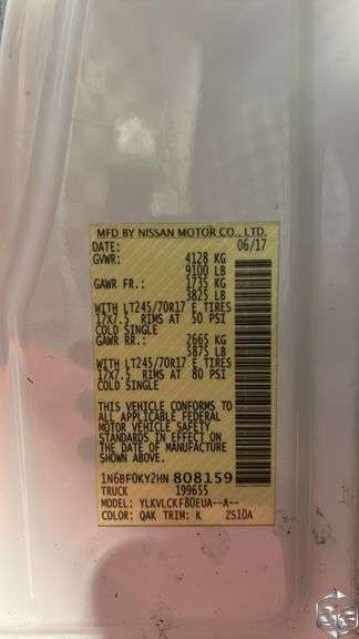 2017  Nissan  NV 2500   S