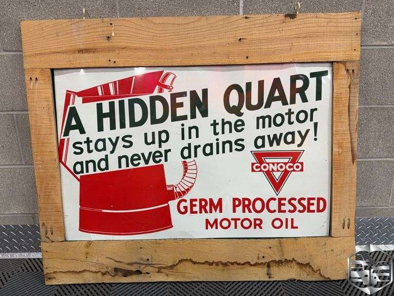 Conoco Hidden Quart and Conoco Free Road Maps Sign