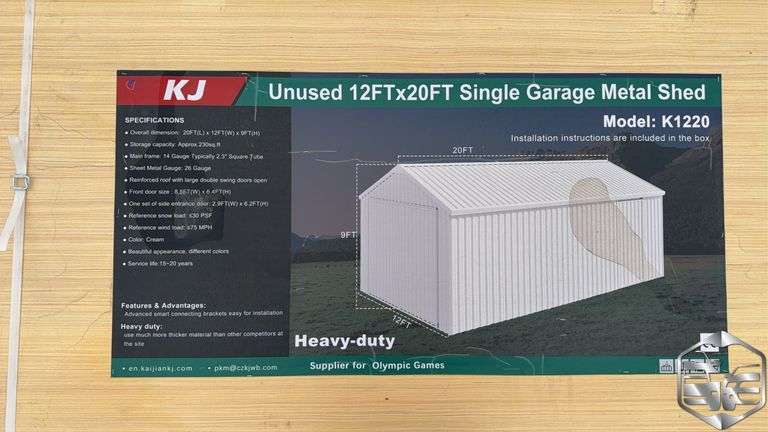 KJ 12’ x 20’ Single Garage Metal Shed K1220